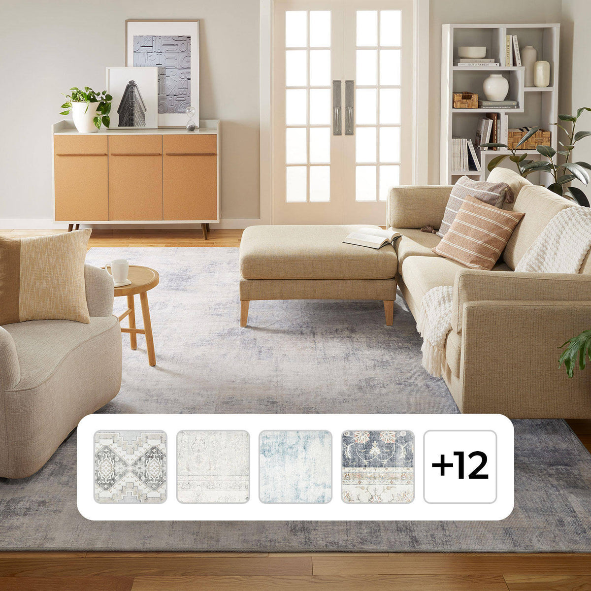 Member's Mark Everwash Washable Area Rug, Soft Grey - Product image 1