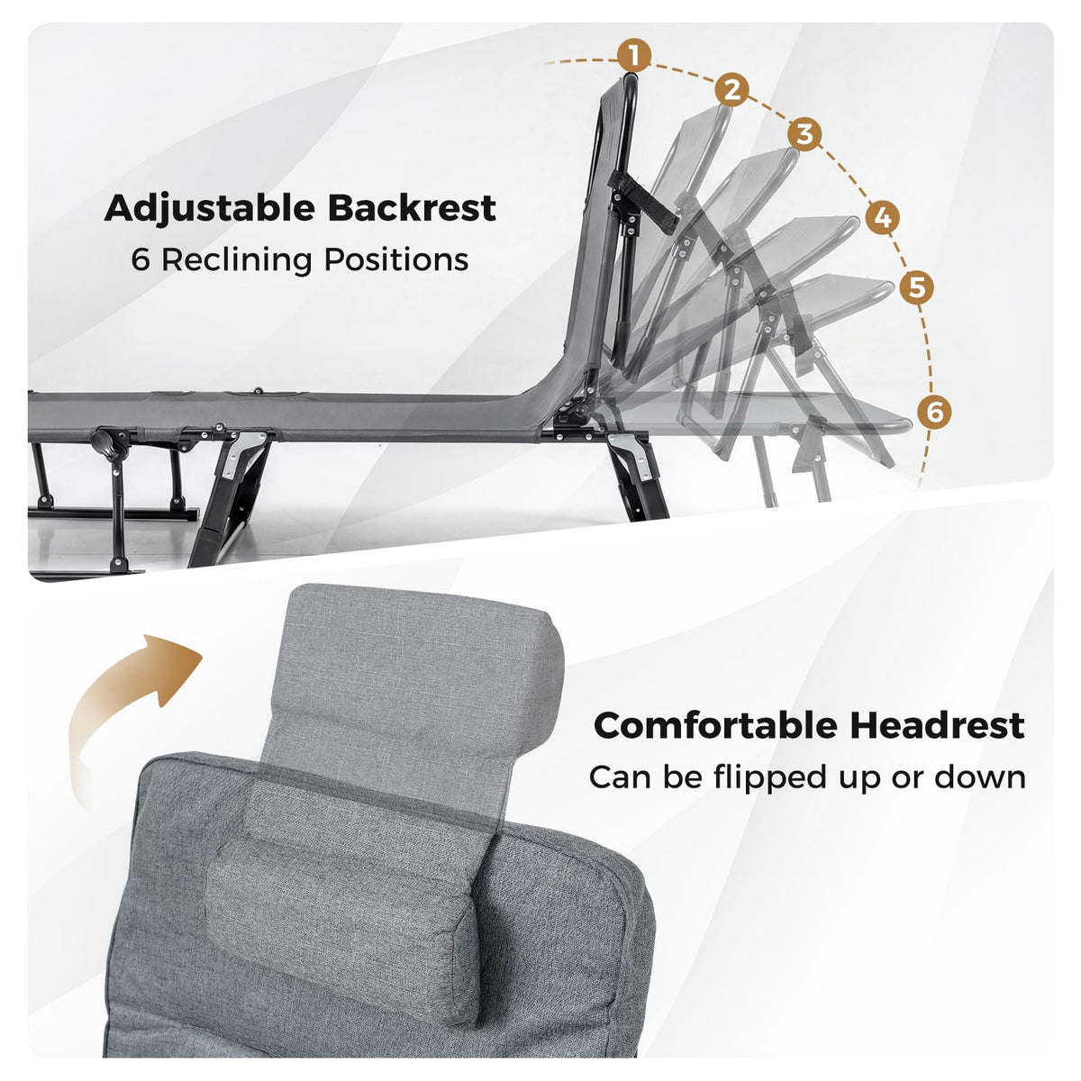 Tangkula 3 in 1 Convertible Lounge Chair Outdoor with Cushion - Product image 5