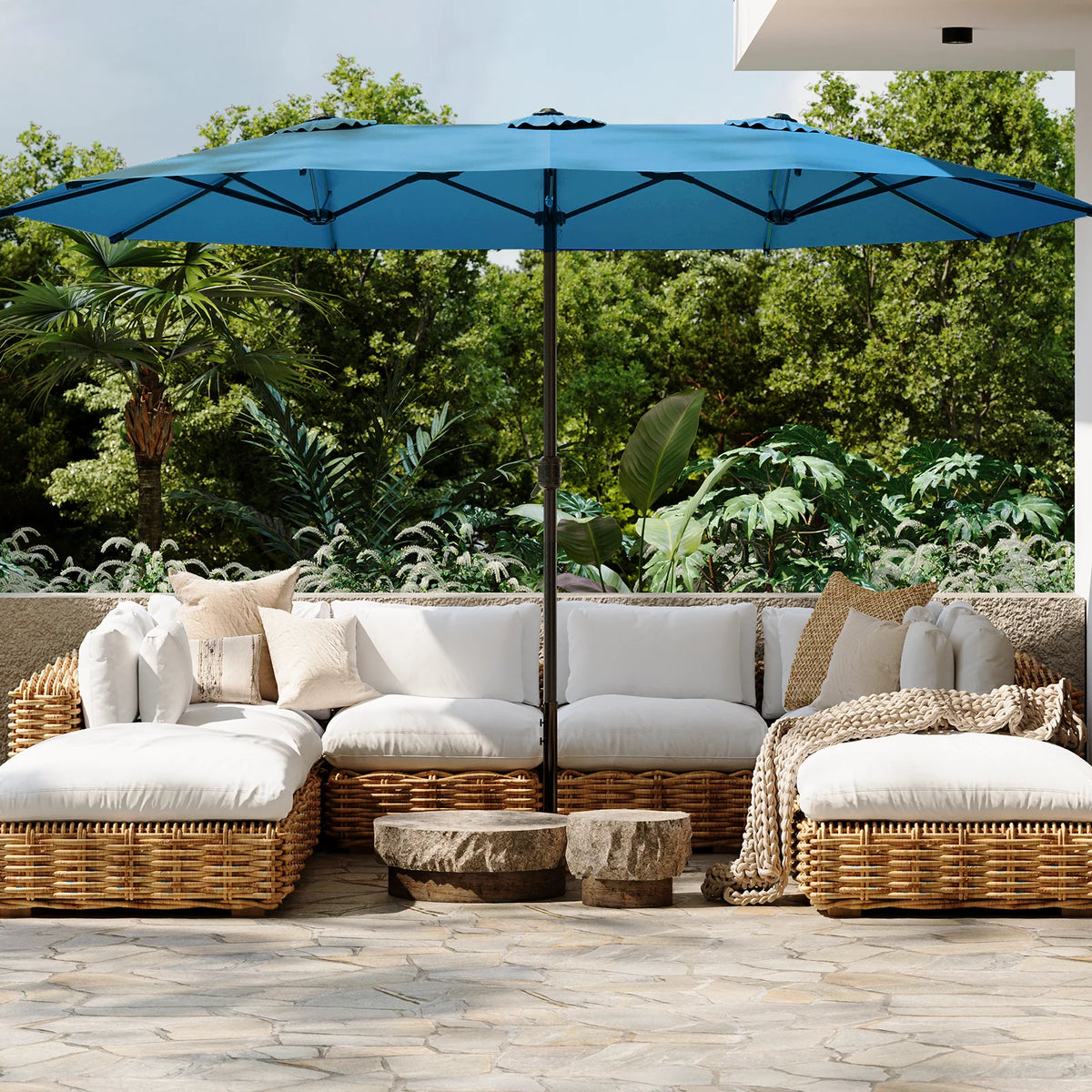 AECOJOY 15x9ft Double-Sided Patio Umbrella, Blue - Product image 8