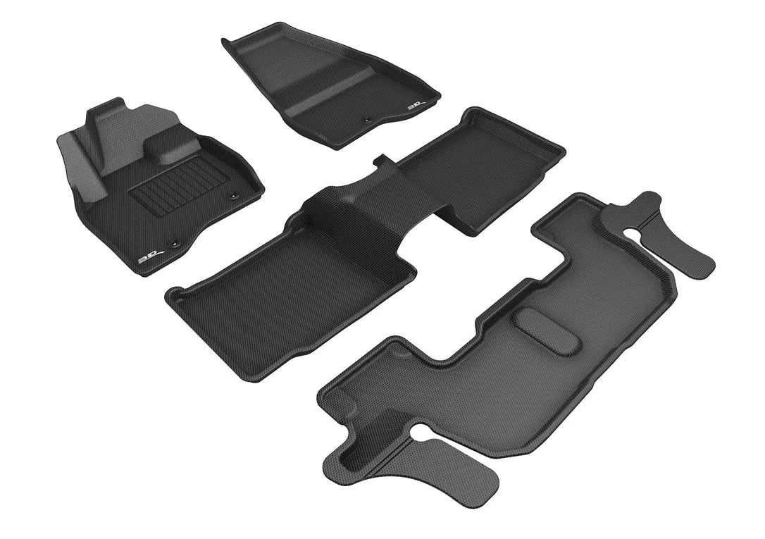3D MAXpider L1FR11201509 - 2017-2019 Ford Explorer Kagu 1st & 2nd & 3rd Row Floormats - Black
